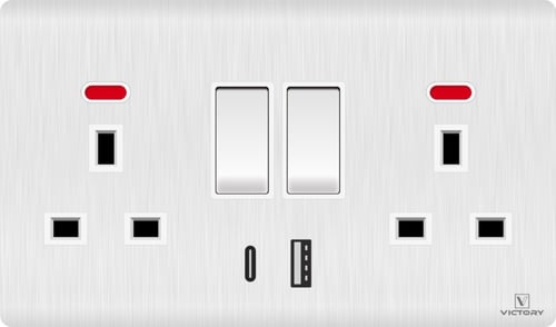 فيش 13 امبير مزدوج + USB + Type C (خاص رونكس لايت)