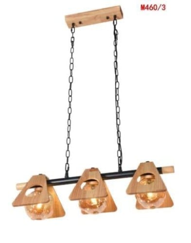 علاقي خشبي سلسلة 3 لمبات بضلة خشب M460