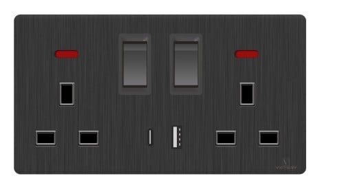 فيش 13 امبير مزدوج + USB + Type C (خاص رونكس لايت)