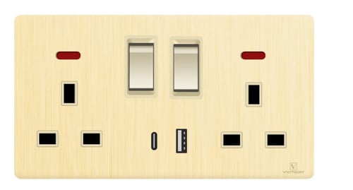 فيش 13 امبير مزدوج + USB + Type C (خاص رونكس لايت)