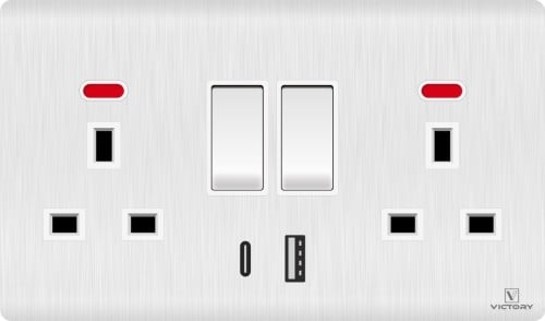 مفتاح 13 امبير مزدوج مع 13A double socket + USB +...