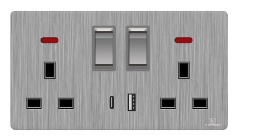 فيش 13 امبير مزدوج + USB + Type C (خاص رونكس لايت)