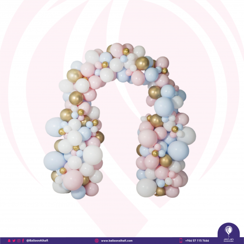 قوس بالونات ازرق ووردي