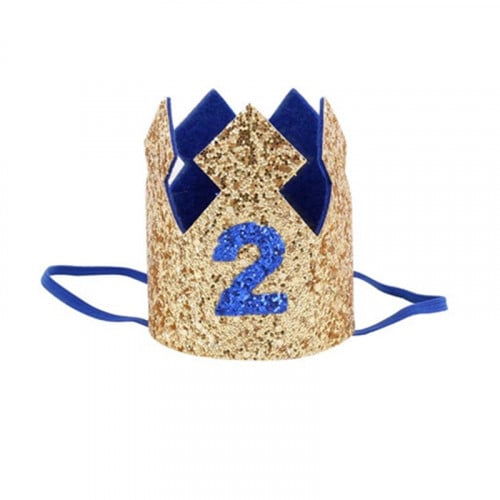 تاج عيد ميلاد ذهبي وازرق رقم 2