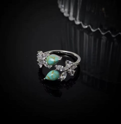 طقم فضي حجر فيروزي