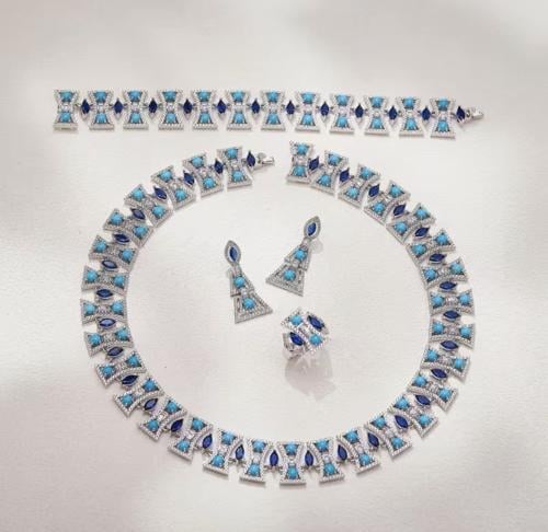 تصميم براند ايطالي (طقم الفيروز و الياقوت الصناعي)