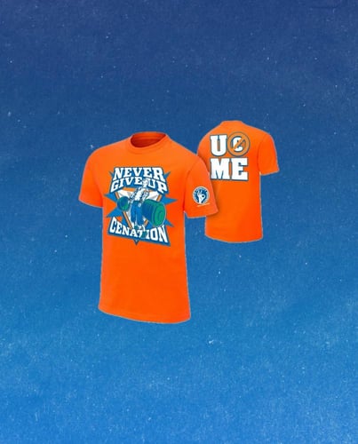 تيشيرت جون سينا برتقالي Never Give Up Cenation