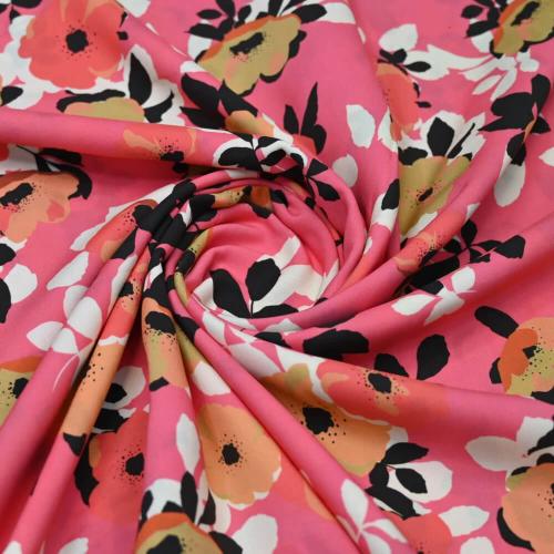 قماش فيسكوز وردي مزهر