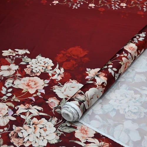 قماش حرير ناعم بطبعة زهور