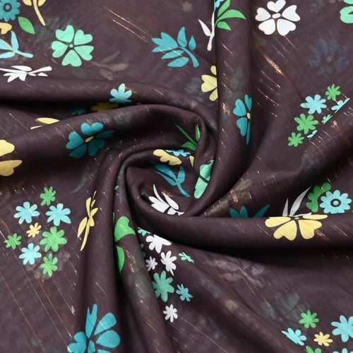 اقمشة ابوال نقشة زهور بخطوط ذهبية