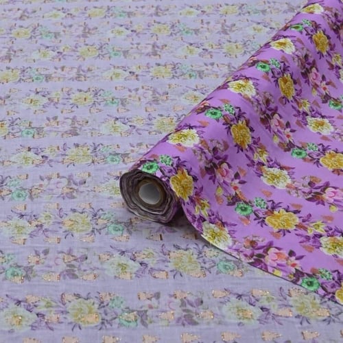 قماش بوال زري نقشة الزهور الربيعية