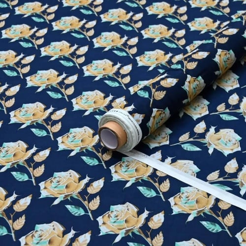 قماش قطن شربت مشجر ورود مائية