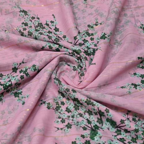 قماش بوال بنقشة زهور وزري لامع (شفاف)