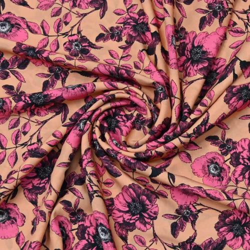 فسكوز بطبعة زهور وردية