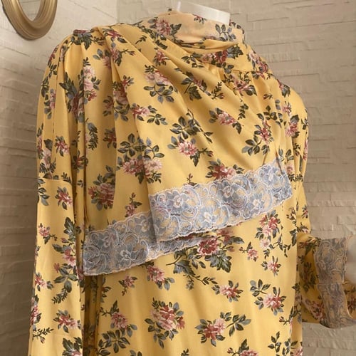 شرشف رداء الصلاة مشجر - لف مفتوح - أصفر