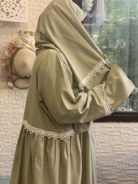 شرشف رداء الصلاة بناتي - كرتة بسحاب - أخضر - 135cm