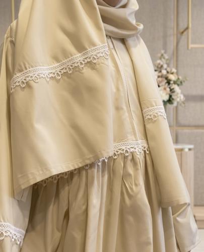 Prayer dress sheet for my daughters, with zipper, beige, 120cm