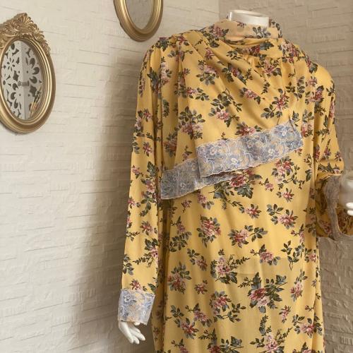 شرشف رداء الصلاة مشجر - لف مفتوح - أصفر