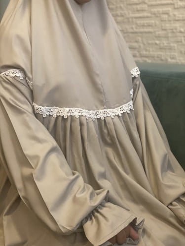 شرشف رداء الصلاة بناتي - بخنق رمادي - طول 150cm من...