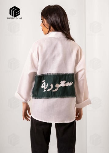 قميص كتان كم طويل