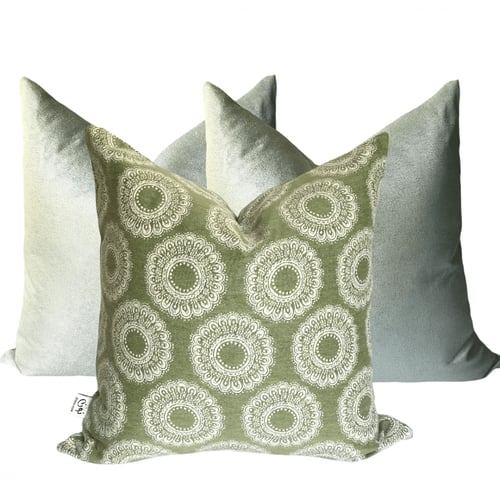 غطاء وسادة جاكار أخضر نعناعي