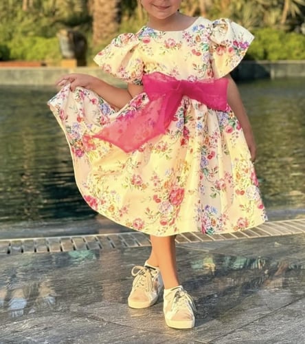 فستان مورد مع ربطه فوشي