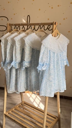 فستان سماوي للأعمار الكبيره من ٦ إلى ١٠ سنوات