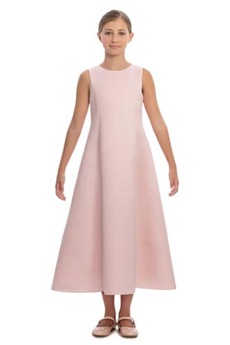 فستان ساده مع طبقه تل مزينه بالورد من ٨ سنوات الى...