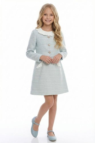 طقم فستان وجاكيت من التويد من ٨ سنوات الى ١٤ سنه ب...