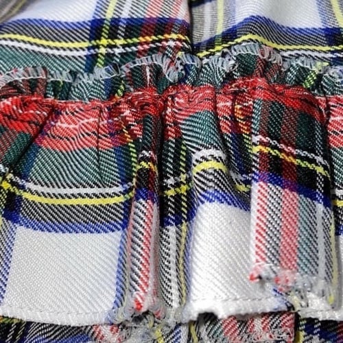 فستان كاروهات فنتج مع ياقه من التل