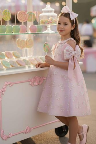 فستان مزين بالورد من ٣ ل ٧ سنوات