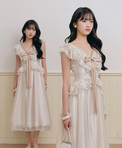 فستان العمر المحير باللون البيج والبني الفاتح