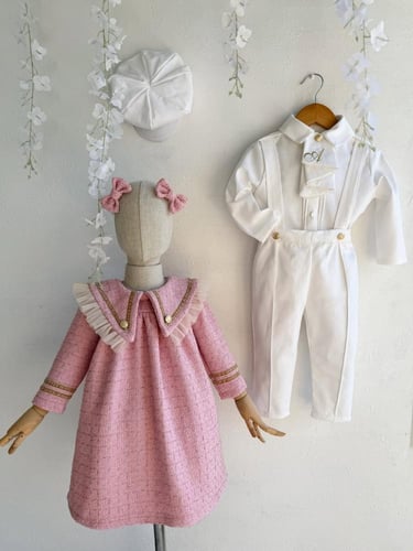 طقم ولادي قميص + افرهول ابيض + طاقيه