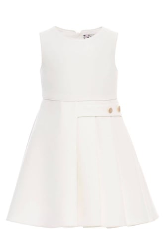 فستان ابيض + جاكيت وردي من ٣ ل ٧ سنوات