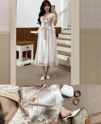 فستان العمر المحير باللون البيج والبني الفاتح