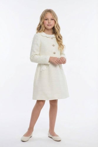 طقم فستان وجاكيت من التويد من ٨ سنوات الى ١٤ سنه ب...