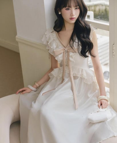 فستان العمر المحير باللون البيج والبني الفاتح