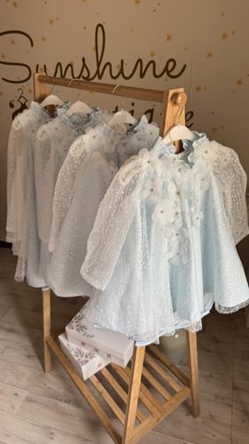 فستان سماوي مناسبات من عمر ٤ الى ١٣ سنه