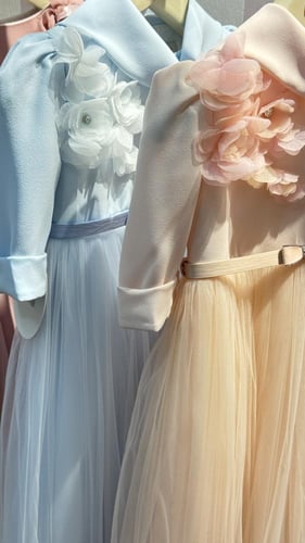 فستان ناعم بقماش الكريب والتل + شنطه