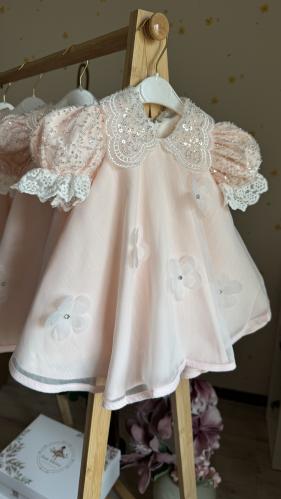 فستان تراب الورد باكمام قصيره