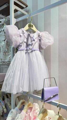 فستان باكمام منفوخه + شنطه