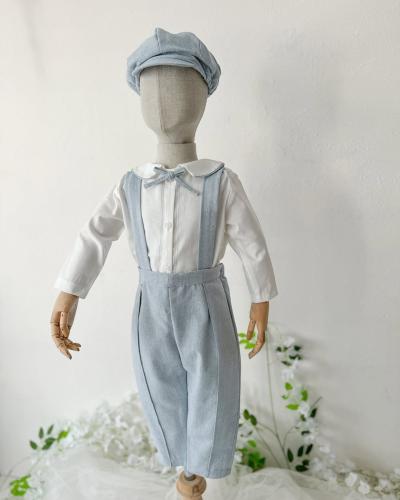 طقم ولادي قميص + افرهول سماوي + طاقيه