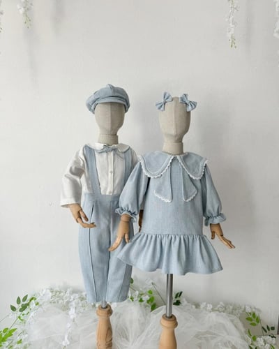 طقم ولادي قميص + افرهول سماوي + طاقيه