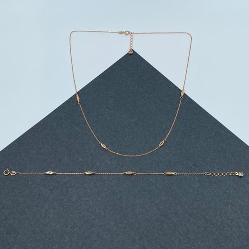 عقد + سوارة ذهب أصفر عيار 21