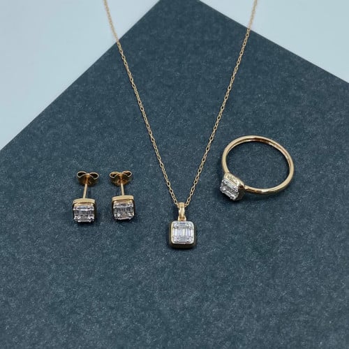 نص طقم ذهب أصفر عيار 18