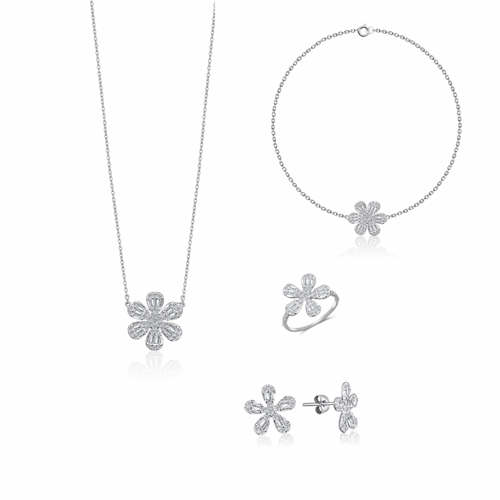 طقم ذهب أبيض عيار 18