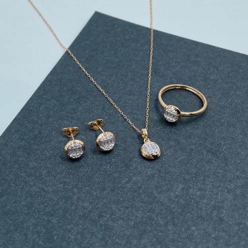 نص طقم ذهب أصفر عيار 18