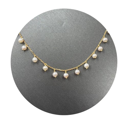 شوكر ذهب أصفر عيار 18 مع لولو زراعي