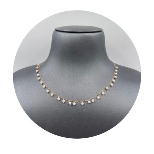 شوكر ذهب أصفر عيار 18 مع لولو زراعي