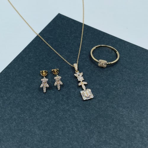 نص طقم ذهب أصفر عيار 18